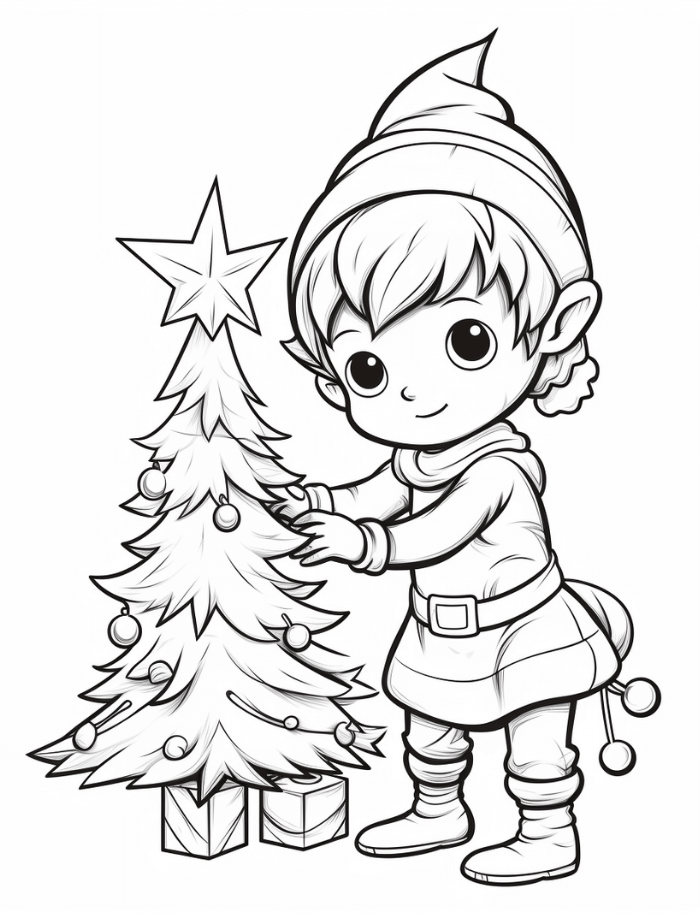 Christmas Elf Coloring Pages Hue Therapy