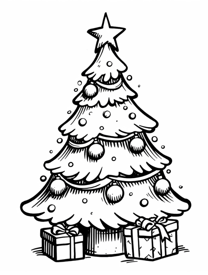 Christmas Tree Coloring Pages | Hue Therapy