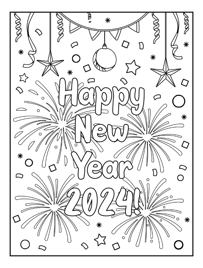 Happy New Years Coloring Pages Hue Therapy