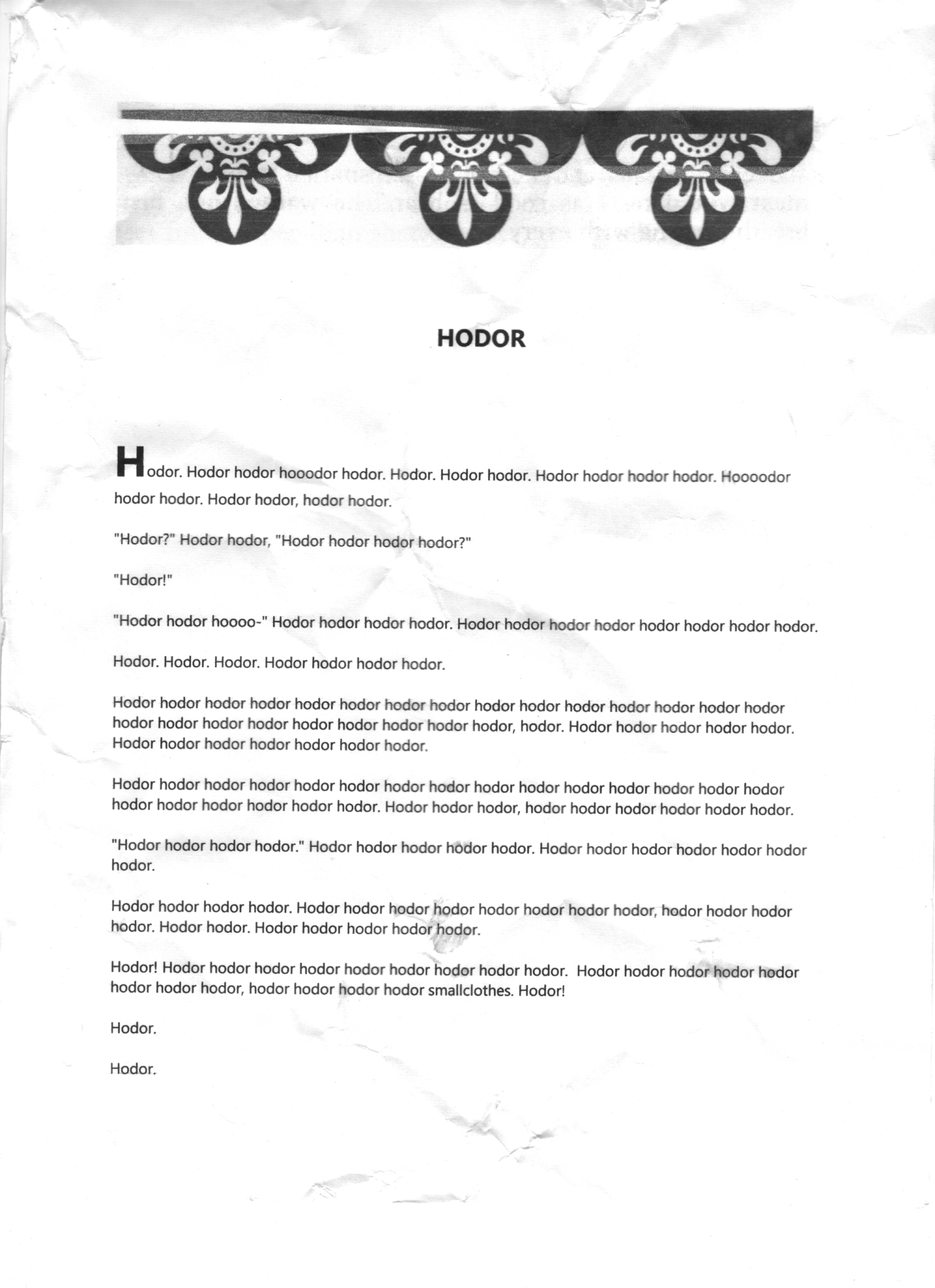 The Lost Hodor Chapters