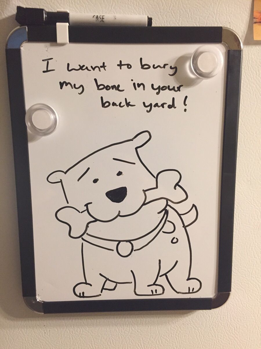 Girlfriend and I use this whiteboard on the fridge to leave each other