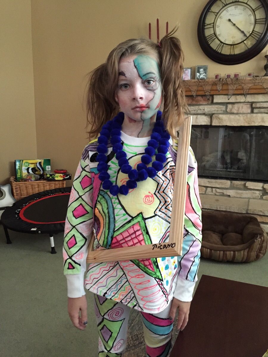 My nineyearold sister made this Picasso Halloween costume
