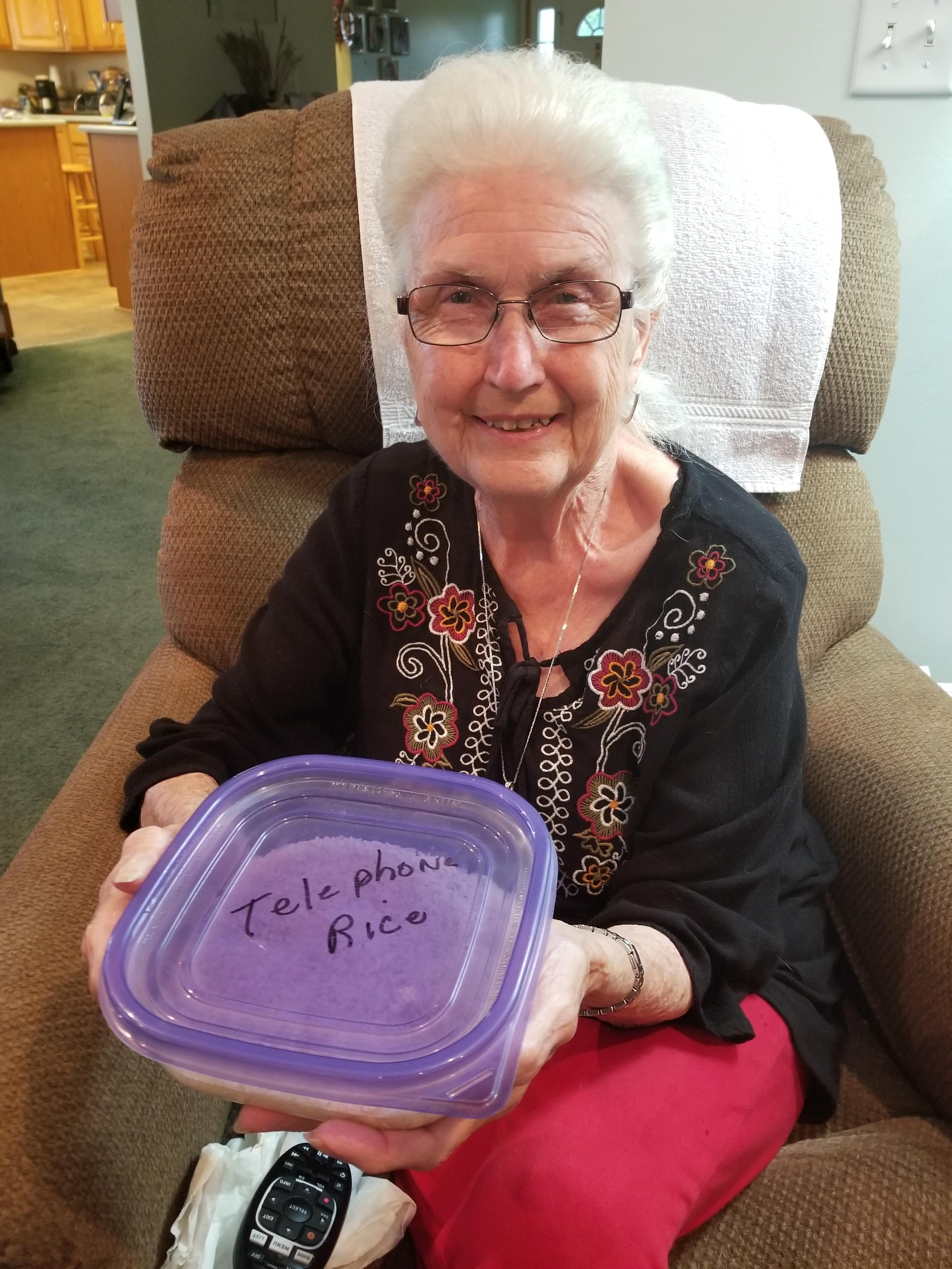 "Grandma, do you have some rice that I can put my phone in? It got wet