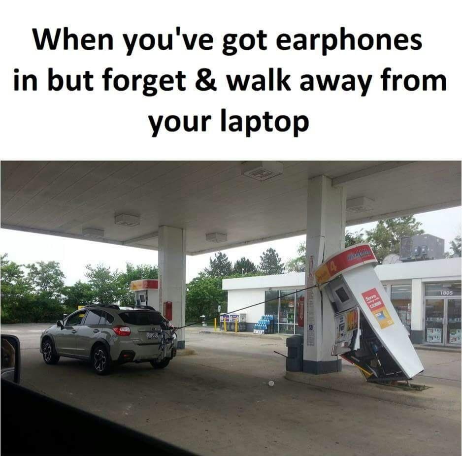 Earphones gas station meme