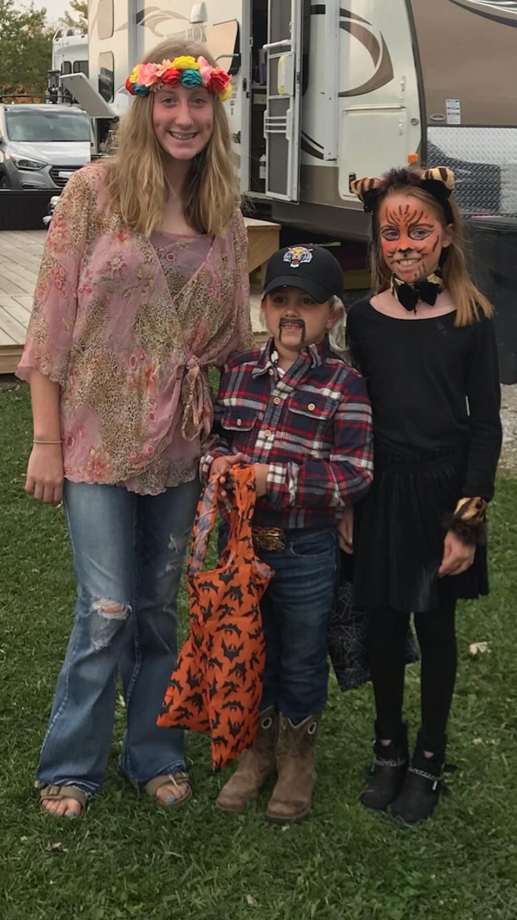 My nieces and nephew’s Tiger king Halloween costumes.