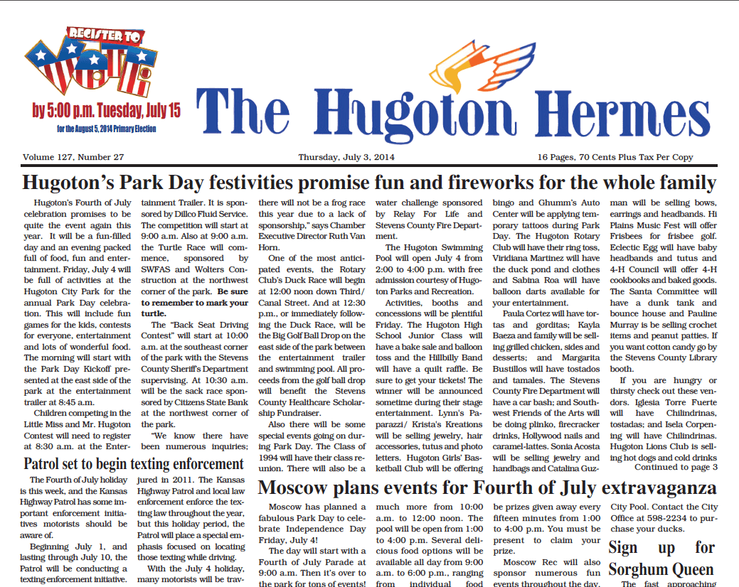 July 3, 2014 Hugoton Hermes News