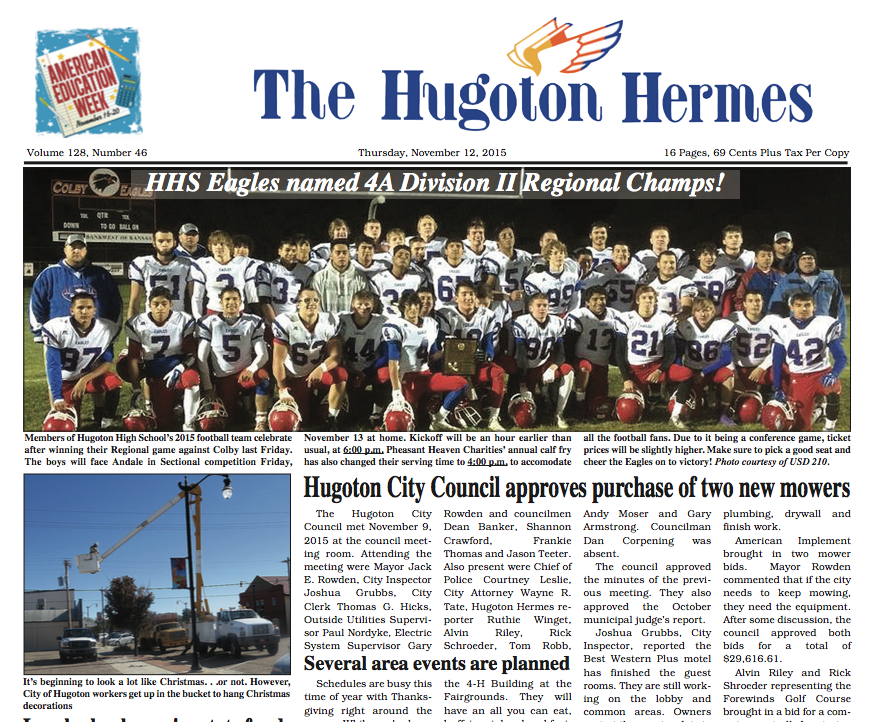 November 11, 2015 Hugoton Hermes News