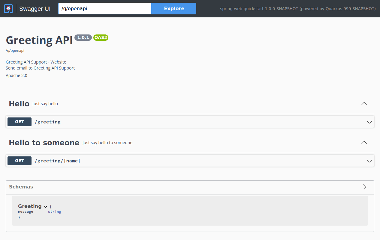 Quarkus Extension for Spring  API