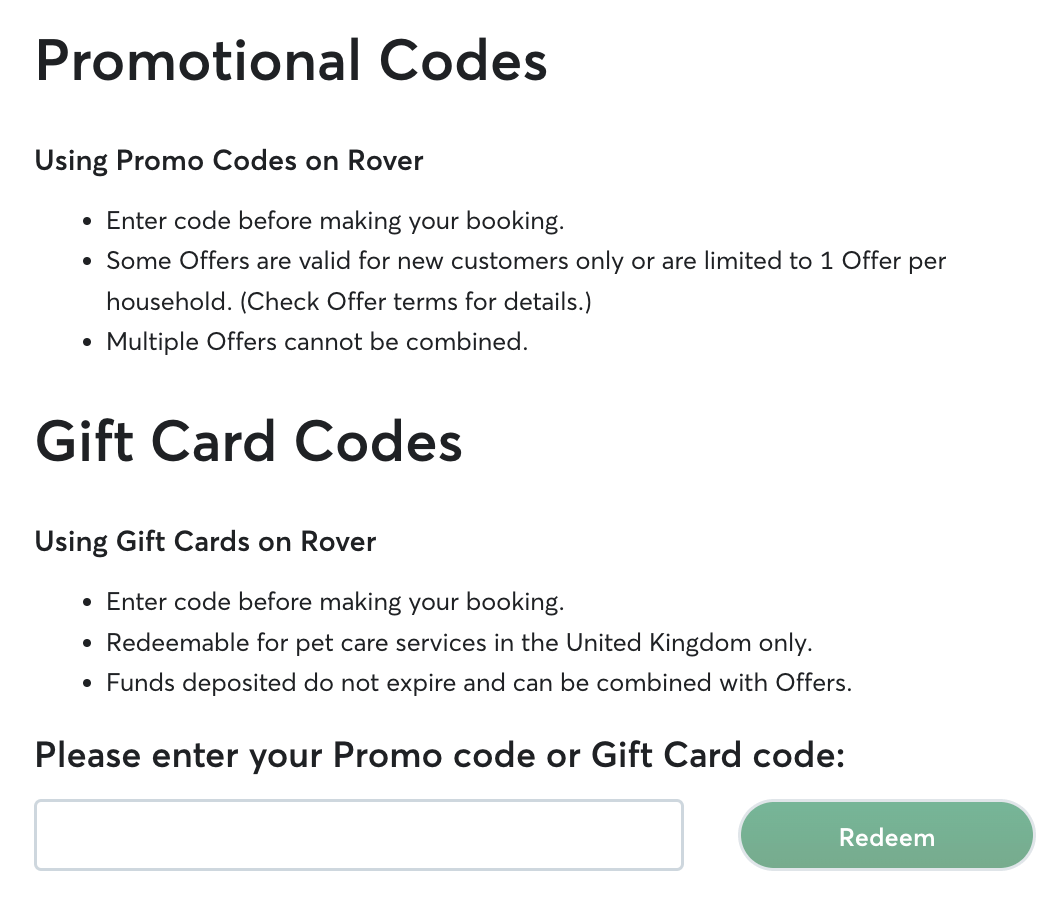 How do I use coupons, promo codes, and gift cards? Rover Help Centre