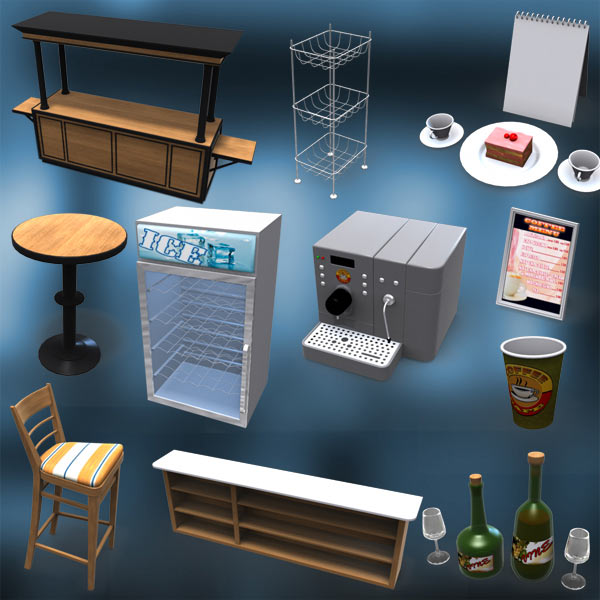 Coffee Cafe Set 3D model Furniture on Hum3D