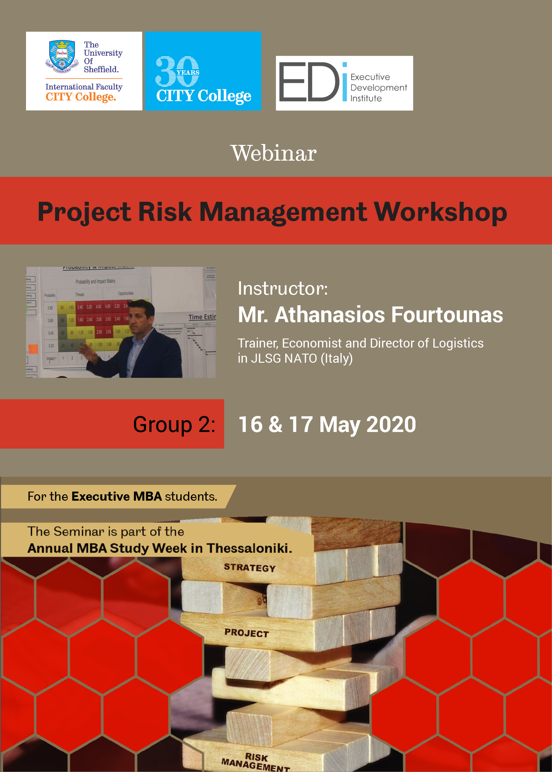 Risk Management for MBA students of Sheffield University for a