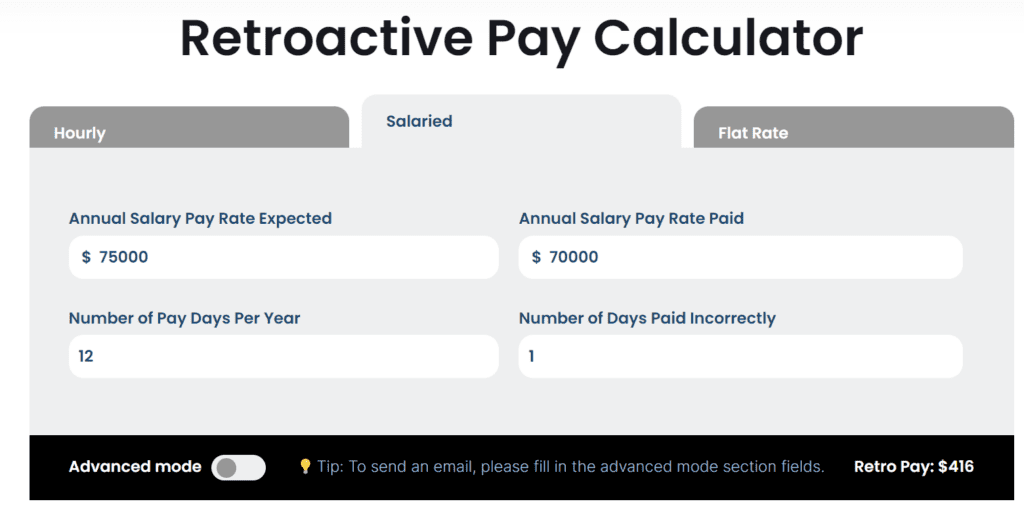 Retroactive Pay Calculator