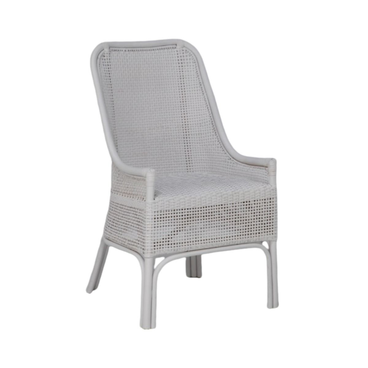 Rattan High Back Dining Chair White Humble Home