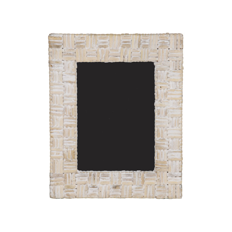 Whitewash Rattan Photo Frame Large Humble Home