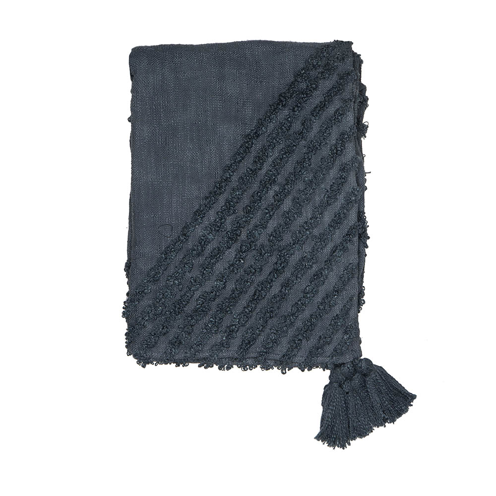 Eva Bobble Textured Throw Blue Humble Home
