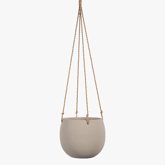 Taupe Textured Hanging Pot Small Humble Home