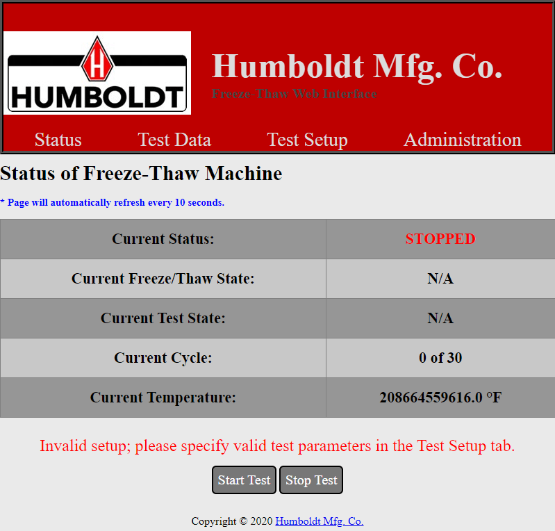 Freezethaw  Interface Humboldt Mfg. Co.