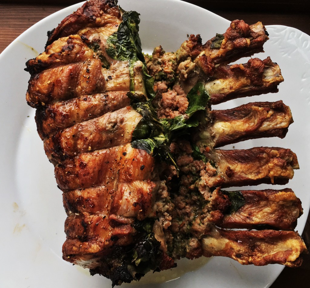 Sausage and SpinachStuffed BoneIn Pork Loin Hummingbird Thyme