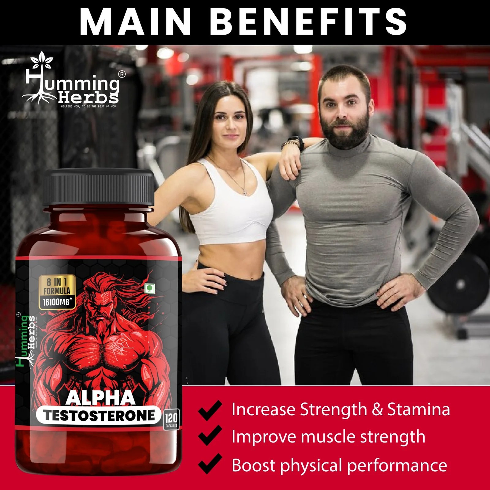 Alpha Testosterone Booster 16100mg 120 Capsules Humming Herbs