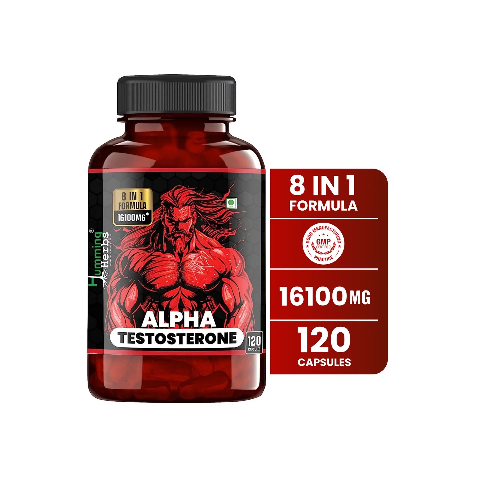 Alpha Testosterone Booster 16100mg 120 Capsules Humming Herbs