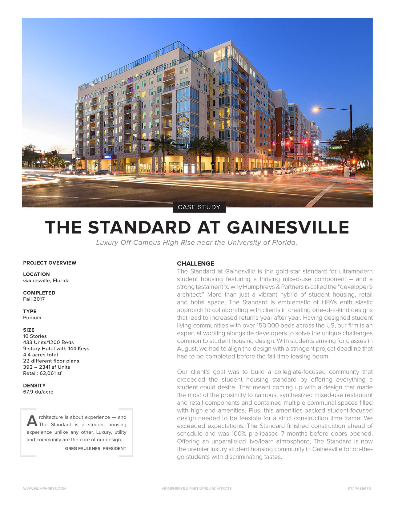 Case Study The Standard at Gainesville Humphreys & Partners Architects