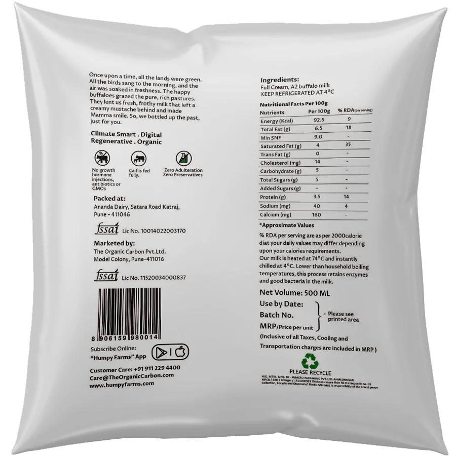 A2 Desi Buffalo Milk (Pouch) Humpy Farms