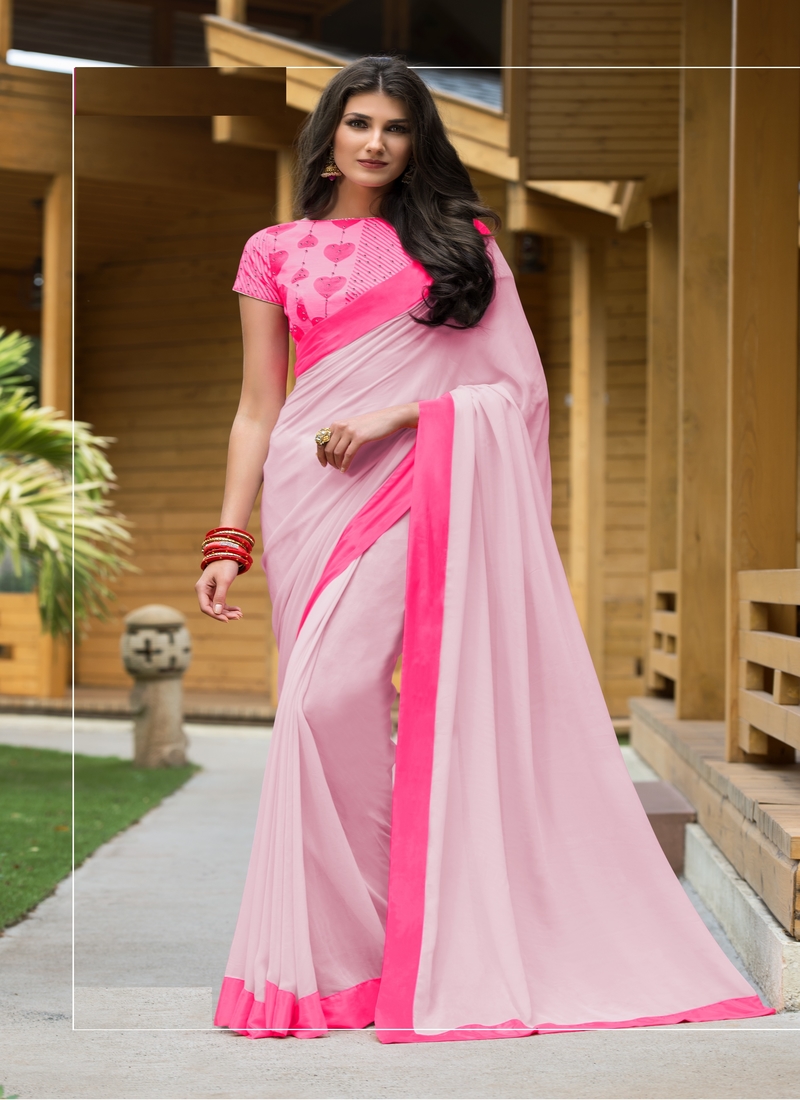 STYLISH BABY PINK PURE DESIGNER SAREE