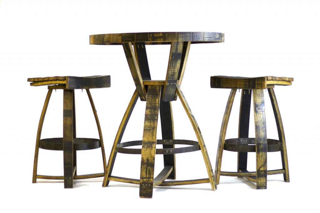 Bourbon Barrel Bar Stool with Memory Swivel Hungarian