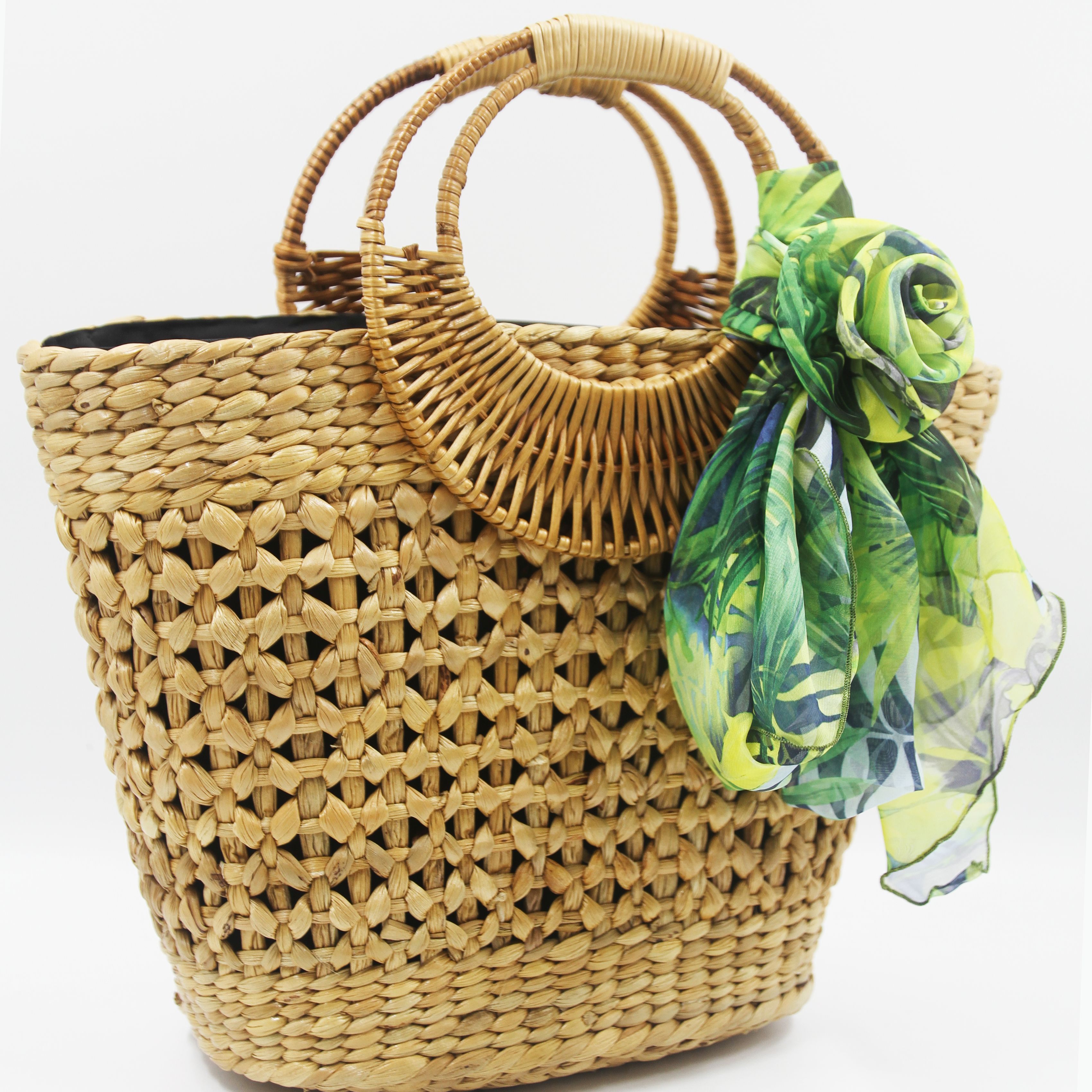 Water Hyacinth Bag with Rattan Handle Hưng Phúc