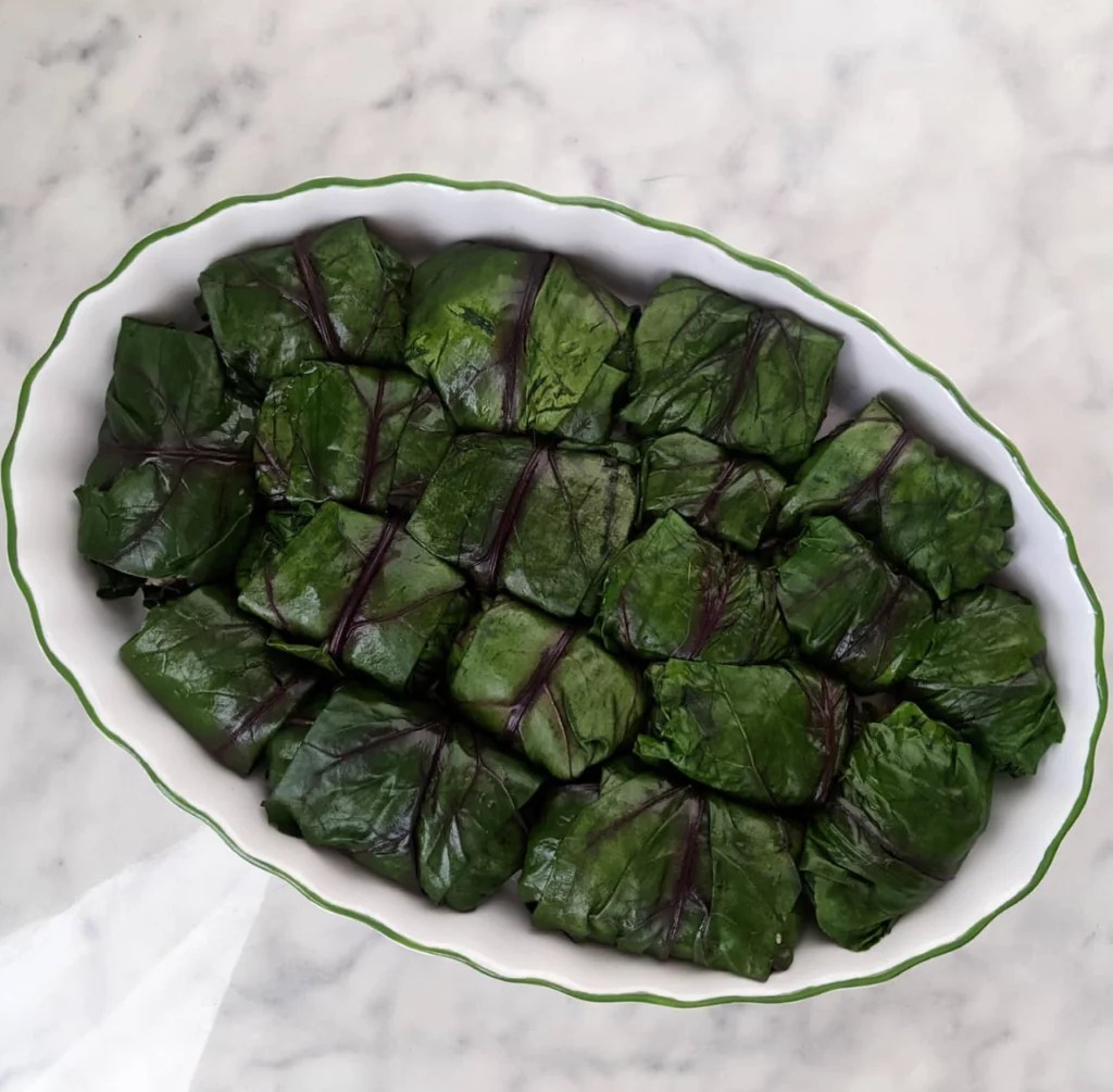 Keto Beet Leaf Rolls (With Creamy Dill Sauce) Holubtsi