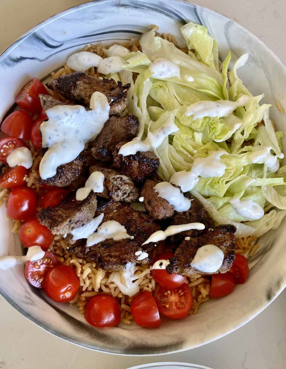 Easy Steak and Rice Bowls with Yogurt Sauce (Lazy Tzatziki) Hungry