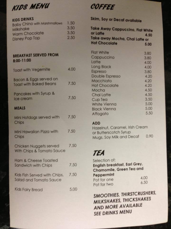 Bliss Cafe Kalgoorlie menu, prices and opening hours Hungry in Kal