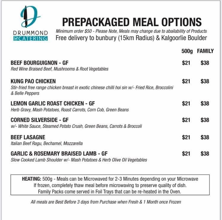 Drummond Catering Kalgoorlie menu, prices and opening hours Hungry in Kal