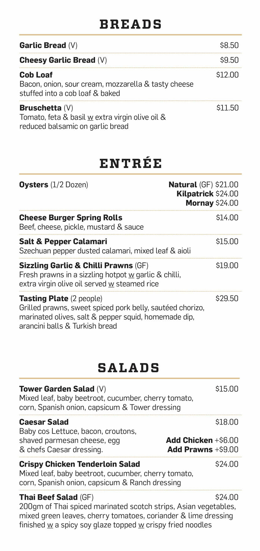 Tower Hotel Kalgoorlie menu, prices and opening hours Hungry in Kal
