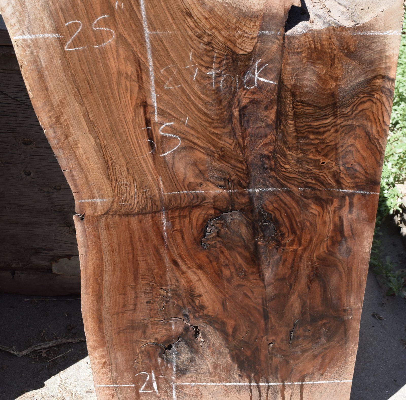 HCLARO72 Dry and Surfaced Grafted Claro English Walnut Slab Salvaging and Reclaiming Urban Woods