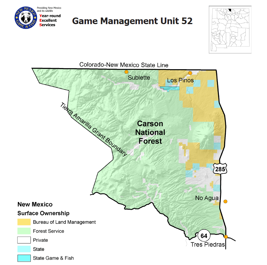 2024 New Mexico Unit 52, Unit Wide Rifle/Muzzleloader Cow Elk Tags for