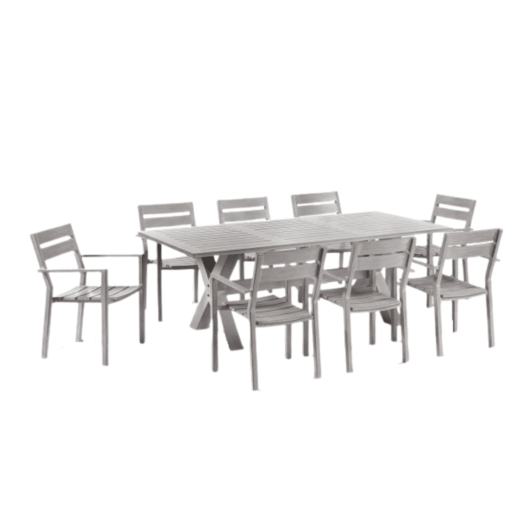 Bay Outdoor Dining Table Washed Grey Huntley + Co For Curators of