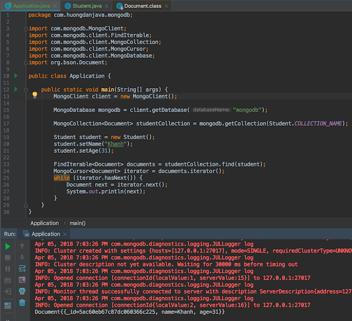 Thao tác với MongoDB trong các ứng dụng Java Hướng Dẫn Java