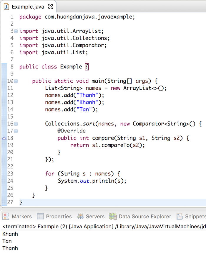 Sử dụng Lambda Expression để sort một List trong Java Hướng Dẫn Java