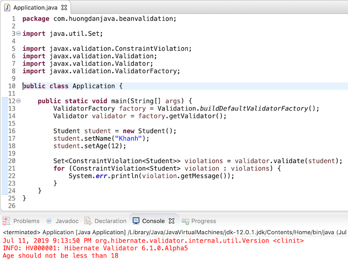 Giới thiệu về Bean Validation trong Java Hướng Dẫn Java