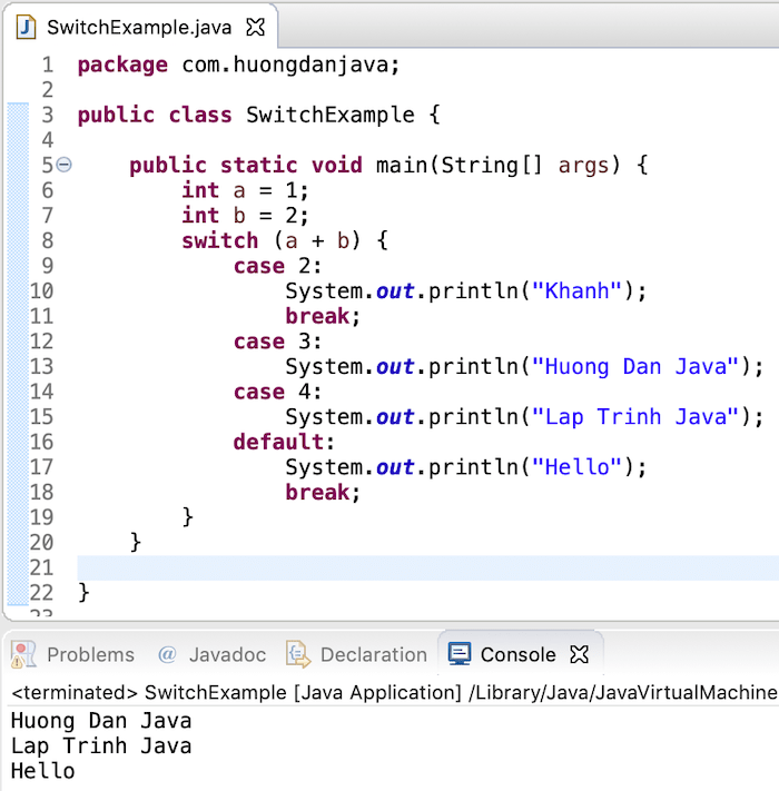 Switch statement in Java Huong Dan Java