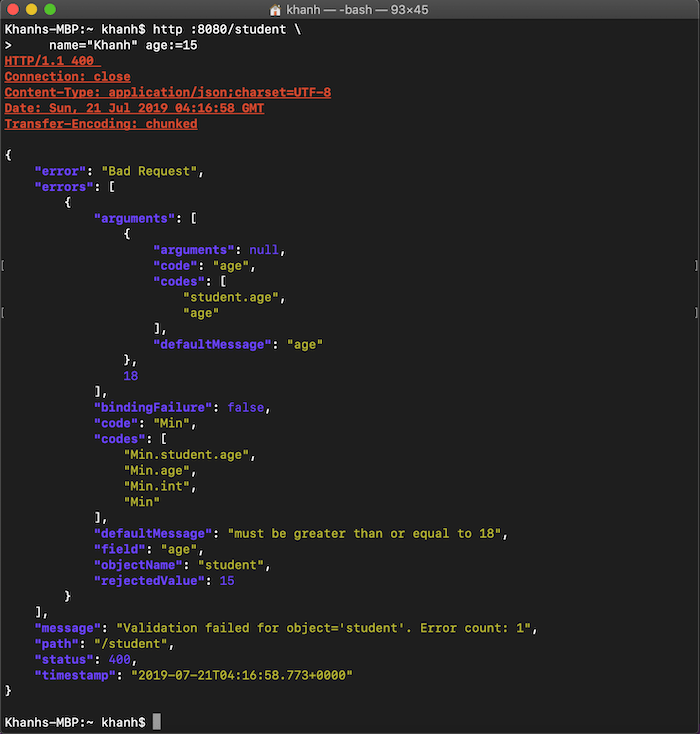 Validate request data trong Spring MVC với Bean Validation Hướng Dẫn Java