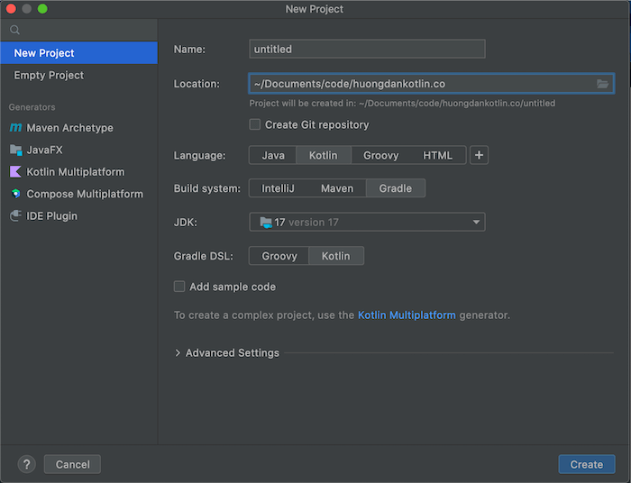 Create a new Gradle project with Kotlin using IntelliJ Huong Dan Kotlin