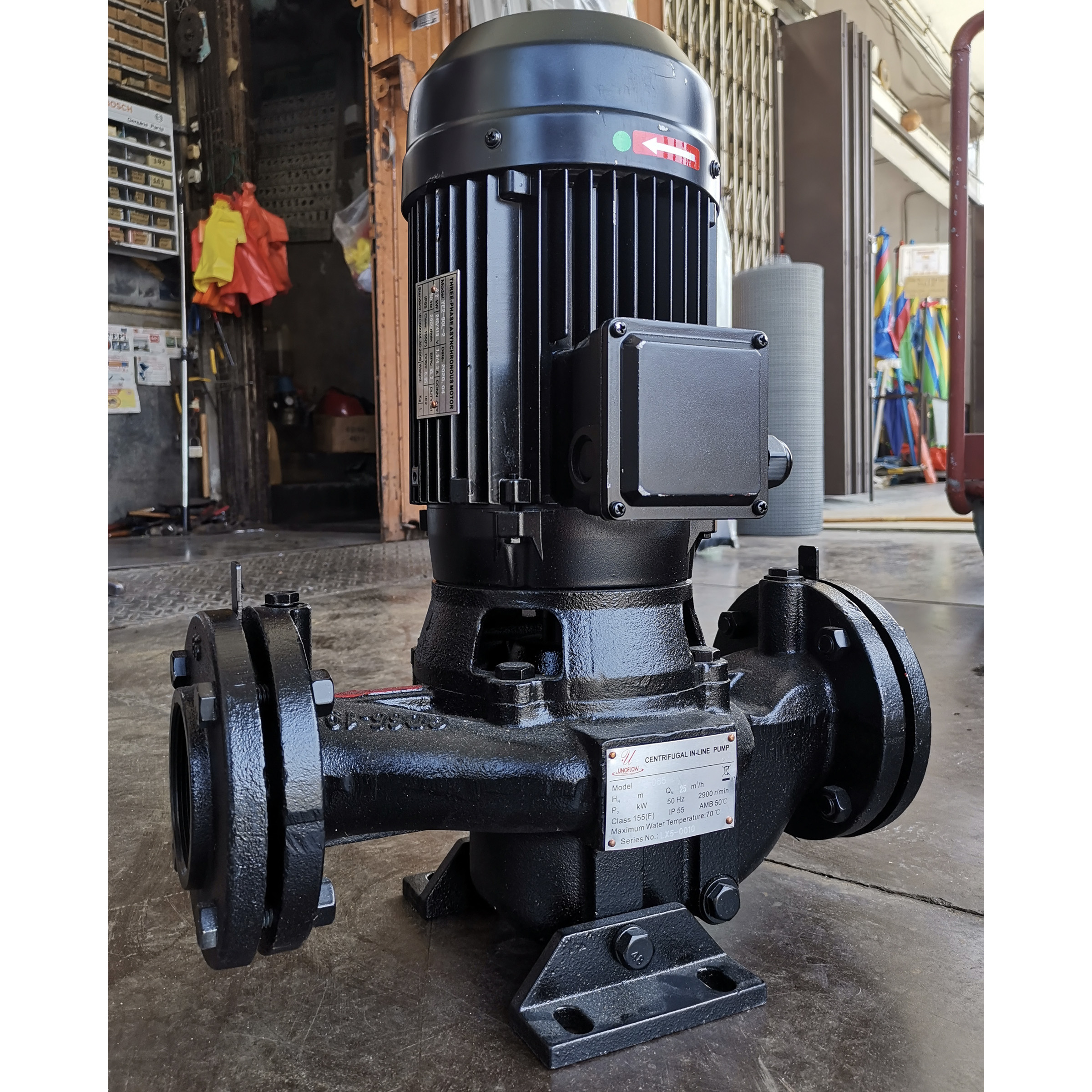 Unoflow LP040 Inline Water Pump, 750W, 3Ø, 260L/min, 13m, 1½”x1½”