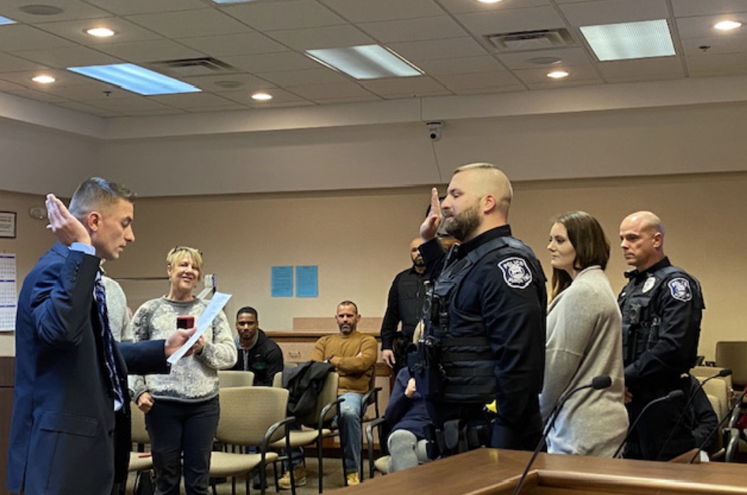 Huron Township police swear in two officers The Huron Hub Huron