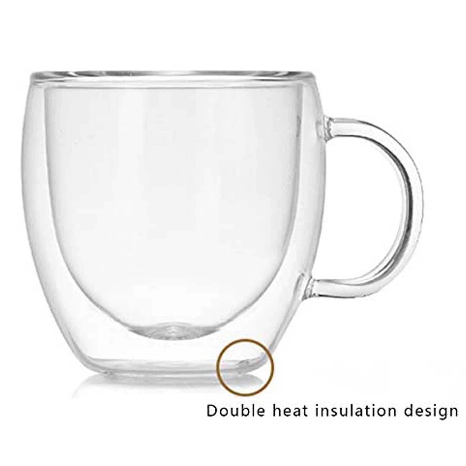 2 Piece Insulated 5oz Glass Insulated Coffee Cups Scandinavian Styled