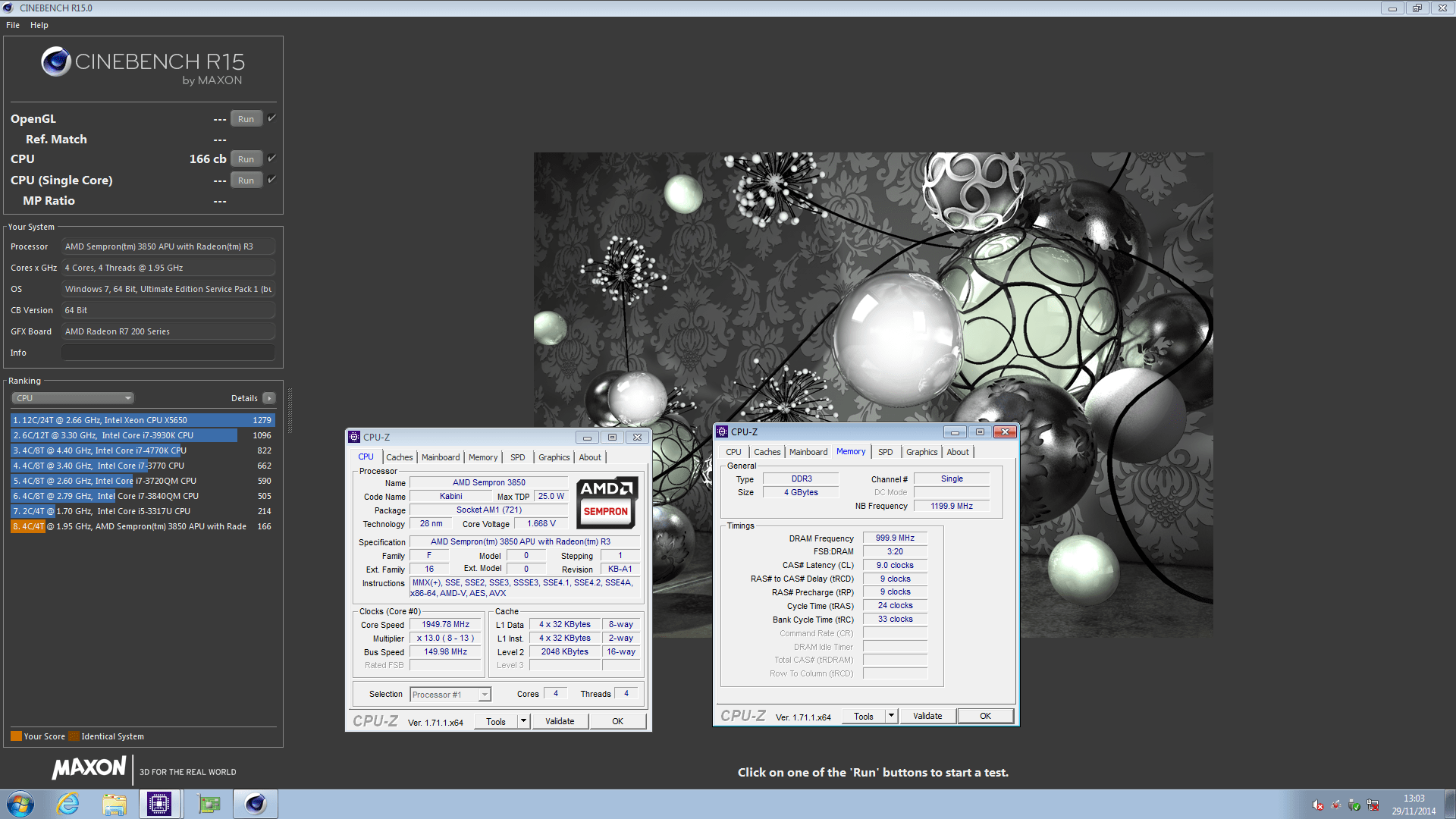 delly`s Cinebench R15 score 166 cb with a Sempron 3850
