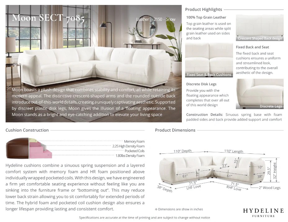 Moon Leather Sectional Collection Hydeline Furniture