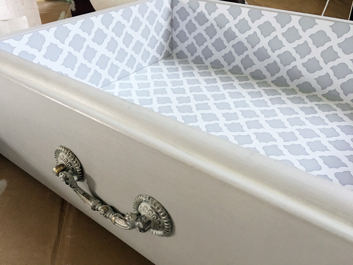 How To Line Drawer With Contact Paper Nightstand Drawer Update