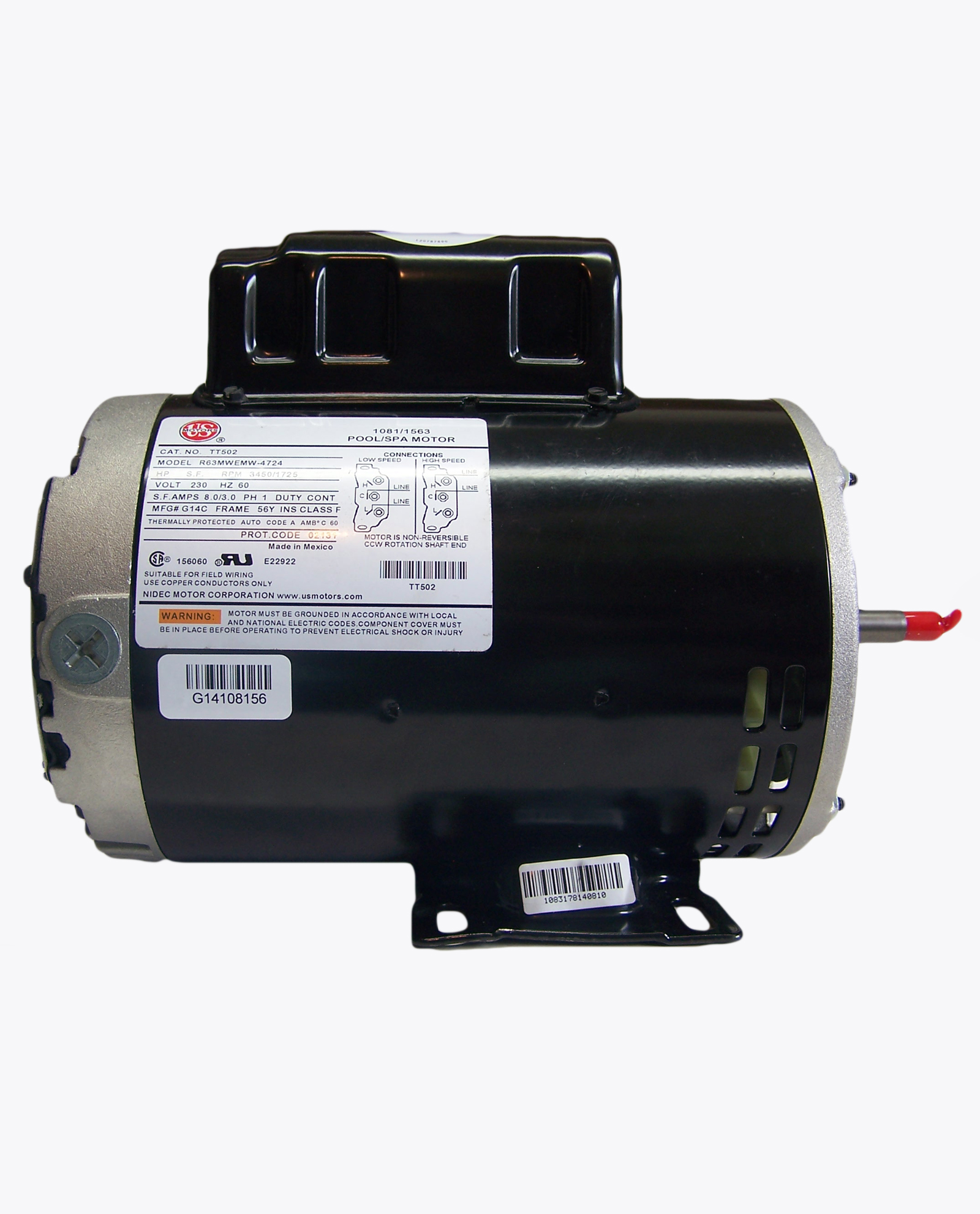 1.5 HP 3450/1725 RPM, 48Y Frame, 230Volt, 2Speed Hot Tub / Spa Motor